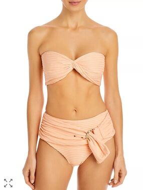 Revel Rey Quinn Bikini Top Dean Bottom Peach Pleat Set Medium Resort Swim